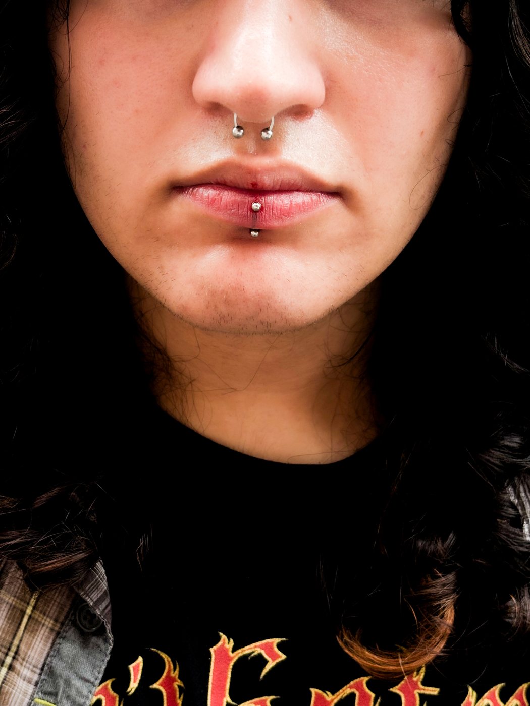 septum and vertical labret, healed