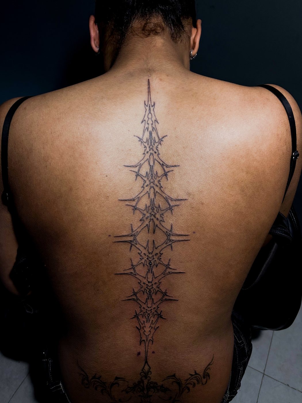 full spine cybersigilism piece, standing